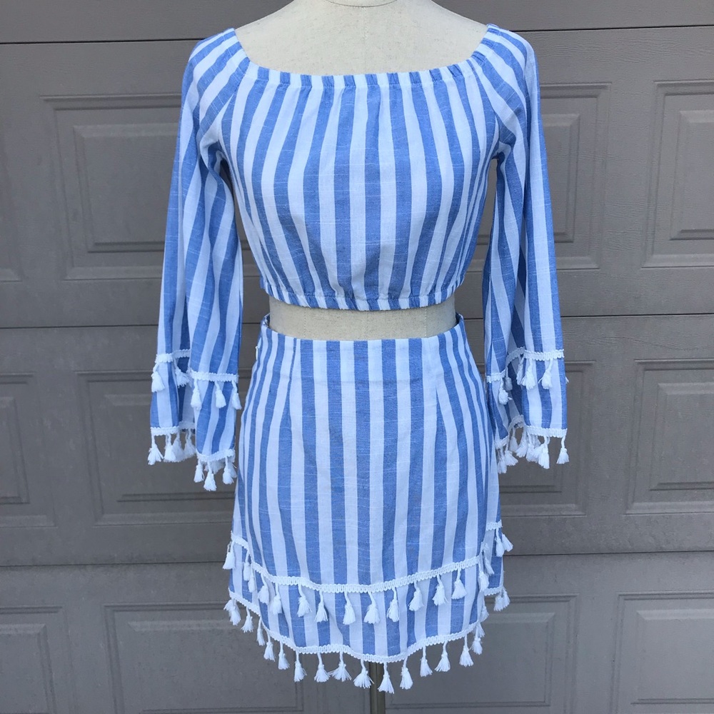 Shein Boho Striped Tassel Detail Set (S)